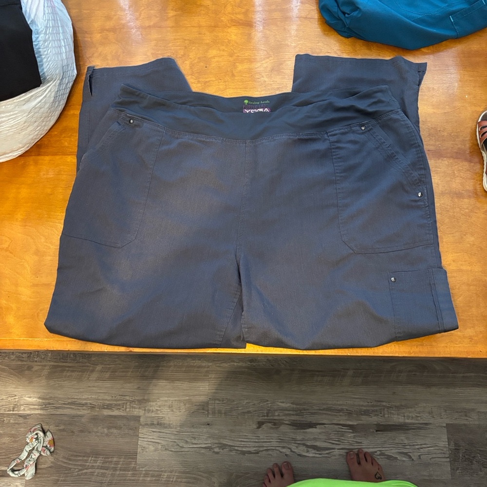 purple label Healing Hands Yoga Charcoal Scrub Pants